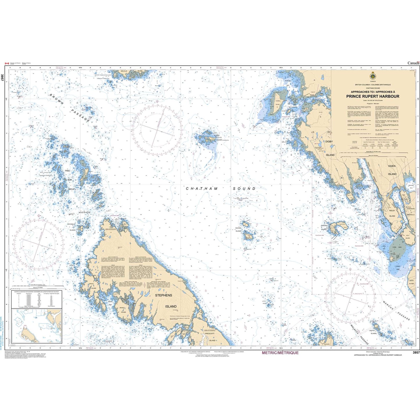 Paradise Clay CAN3957 CHS Chart Approaches to/Approches Prince Rupert Harbour