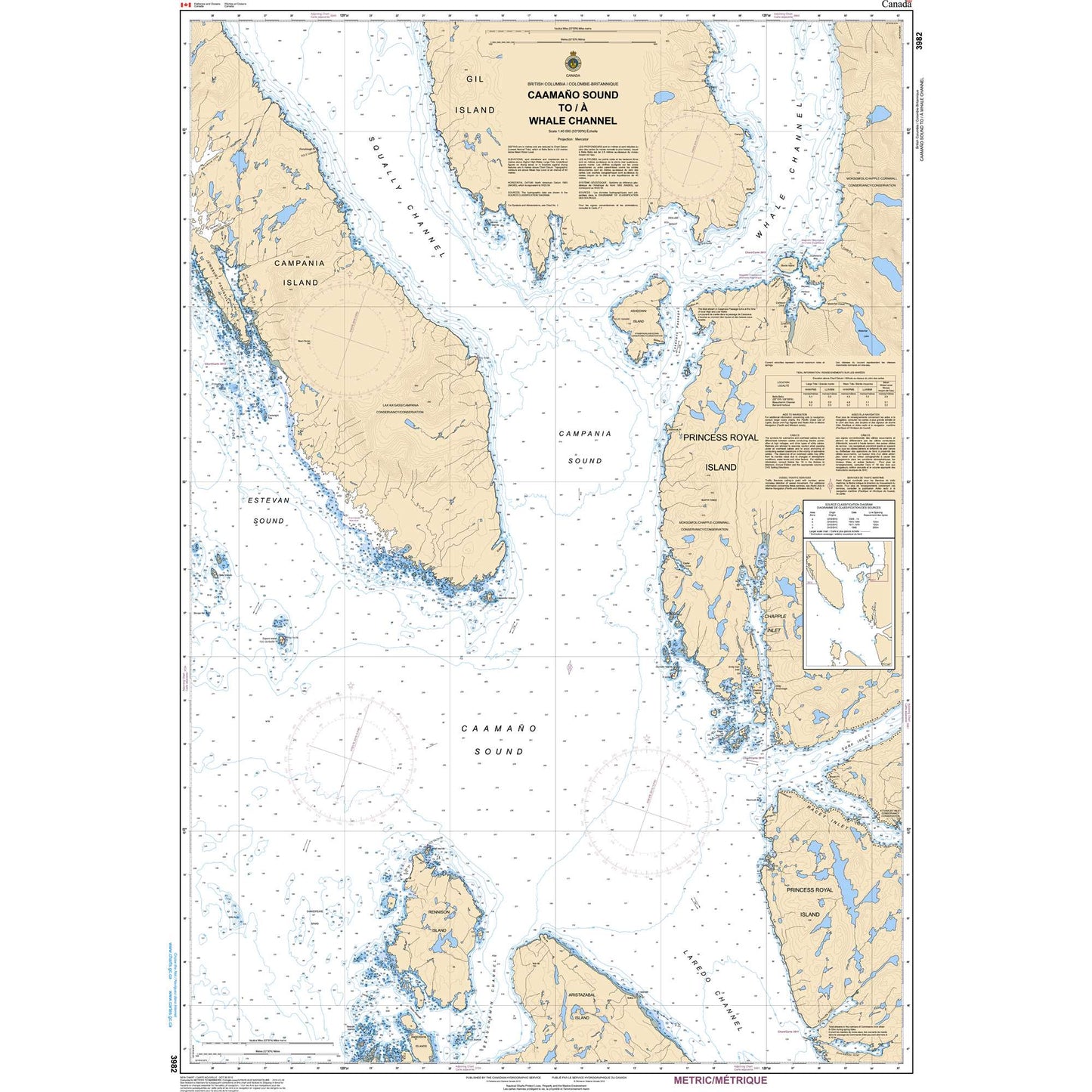 Paradise Clay CAN3982 CHS Chart Caamaño Sound to/ Whale Channel