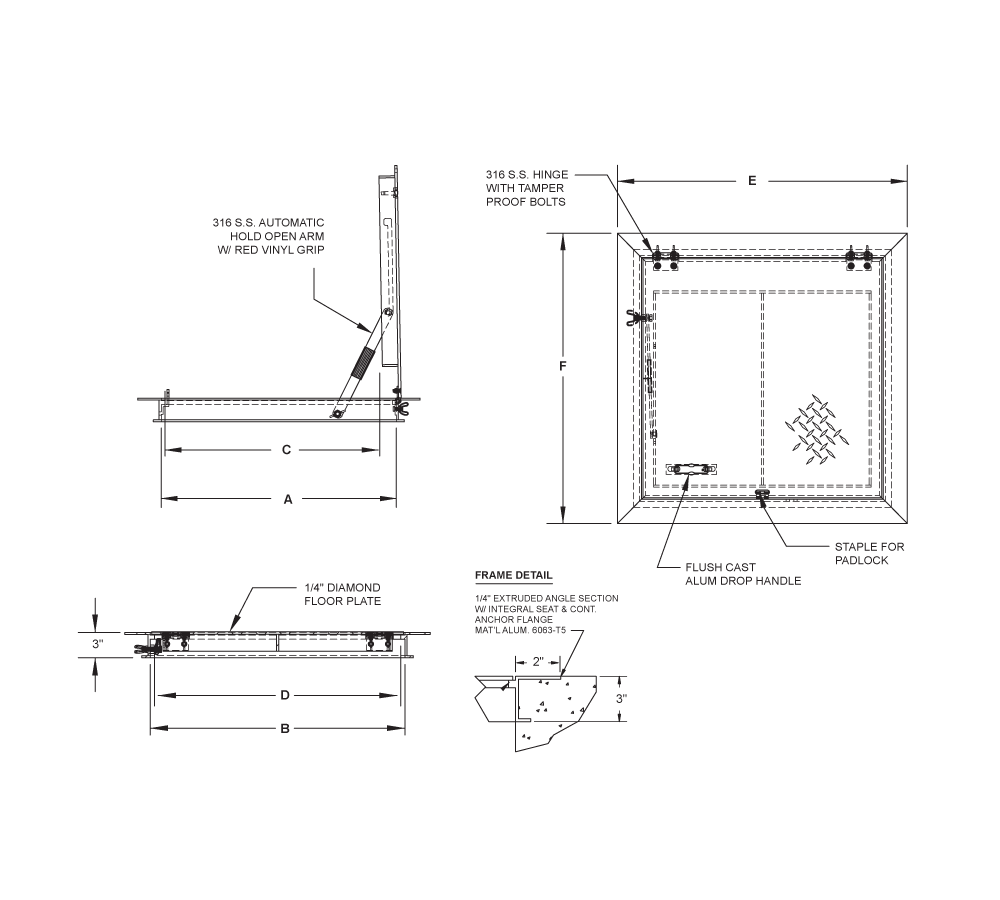Acudor FA-300-R 30" x 30" Floor Door - Retrofit