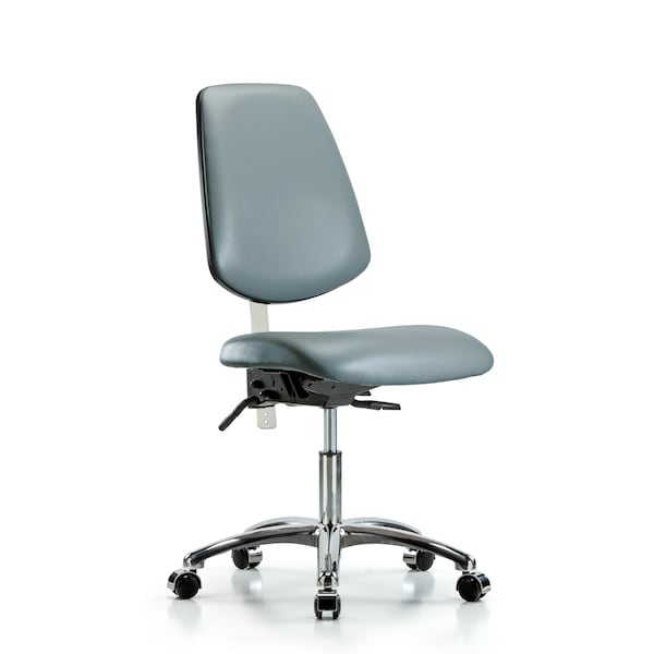 Blue Ridge Ergonomics NCR-VDHCH-MB-CR-T0-A0-CC-8822 Class 100 Vinyl Clean Room Chair - Desk Height with Medium Back & Casters in Storm Supernova™ Vinyl