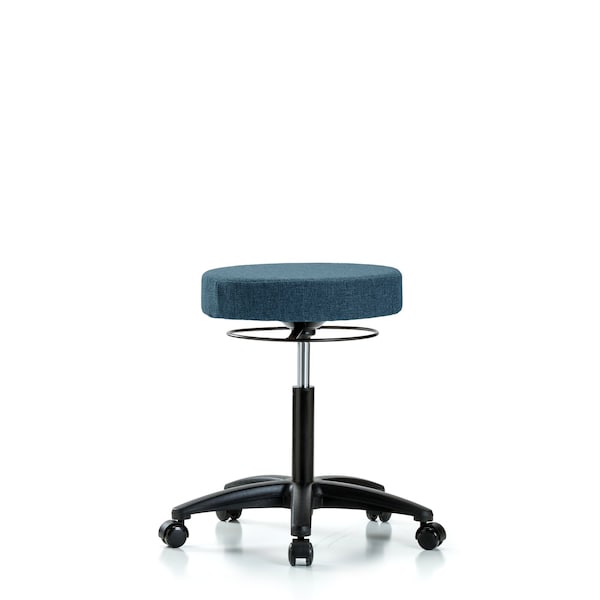 Blue Ridge Ergonomics FMBSO-RG-NF-RC-F43 Rutledge Fabric Stool without Back - Medium Bench Height with Casters in Blue Fabric