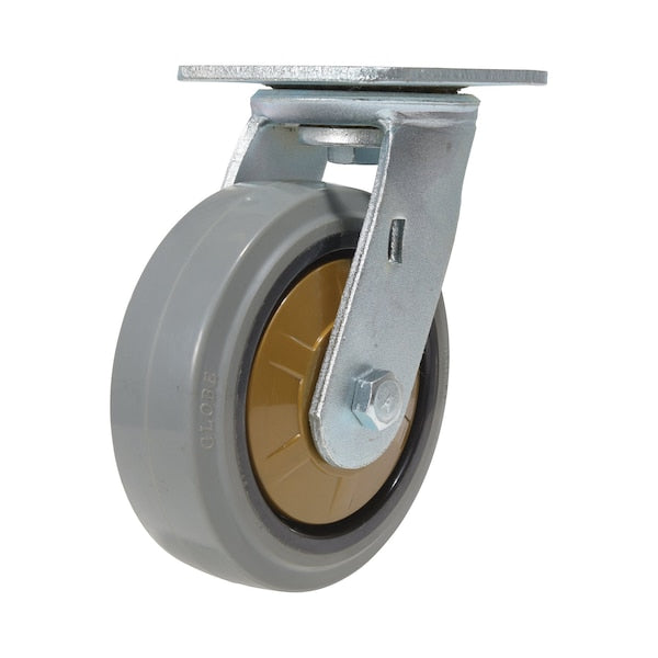 Vestil CST-KSM-6X2MR-S Rubber Swivel Caster 6 In. Diameter x 2 In. Width 771 Lb. Capacity Dark Gray/Gold