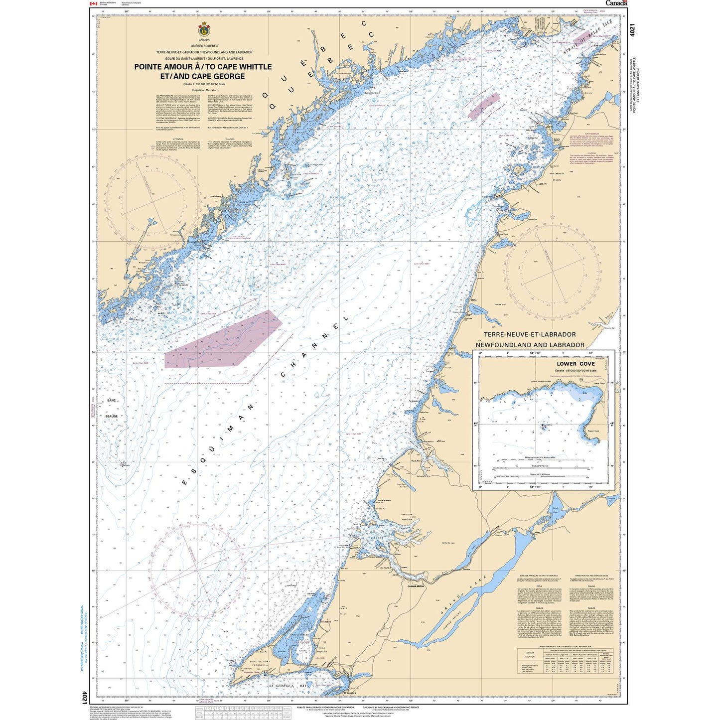 Paradise Clay CAN4021 CHS Chart Pointe Amour /to Cape Whittle et/and Cape George