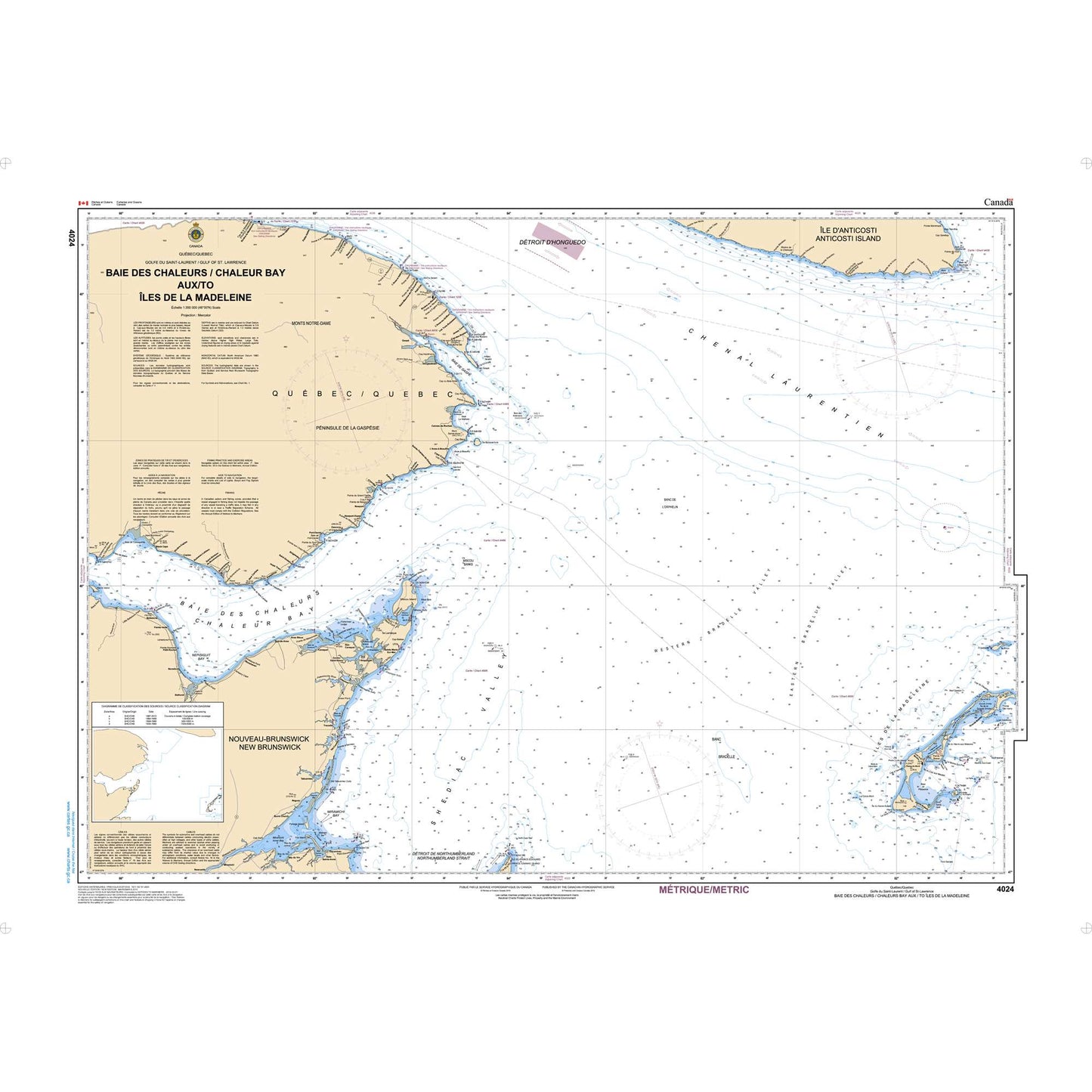 Paradise Clay CAN4024 CHS Chart Baie des Chaleurs/Chaleur Bay aux/to Îles de la Madeleine