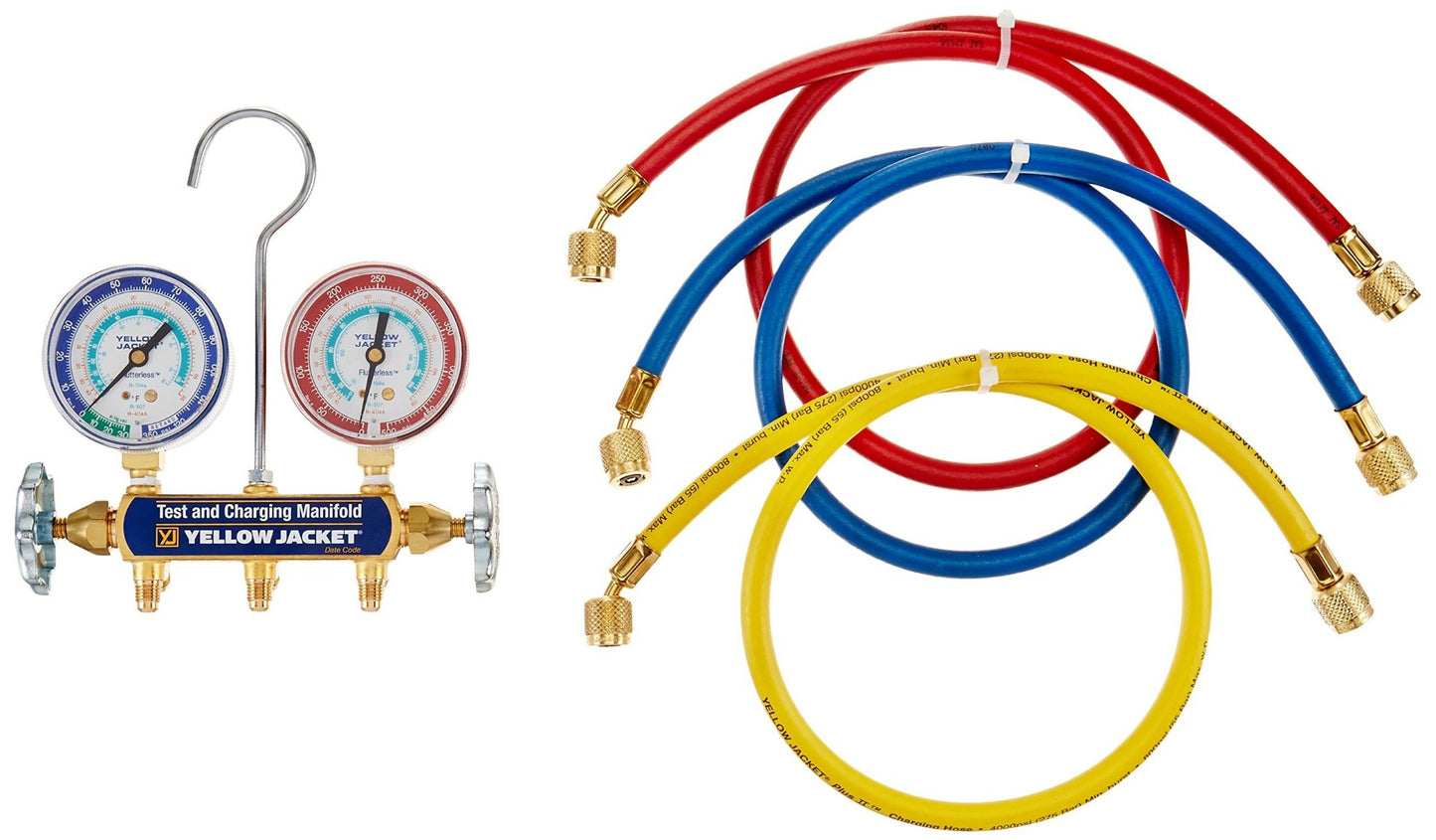 Yellow Jacket 41313 With 36" PLUS II standard fittings, psi, R134a/404A/507, °F