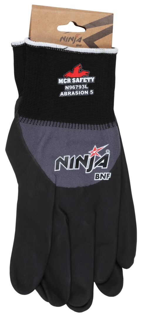 MCR SAFETY N96793M Ninja Bnf 15 Ga Gray Nylon/Spandex Shell Blk B (12 PR)