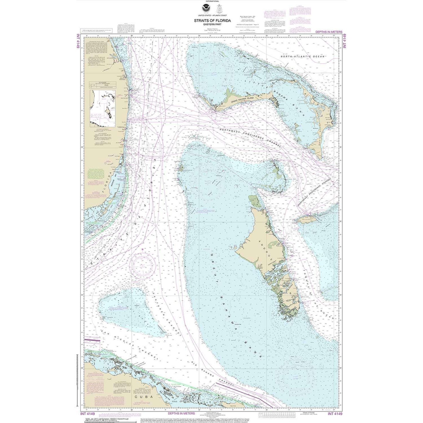 Paradise Clay NO_4149 HISTORICAL NOAA Chart Straits of Florida - Eastern Part