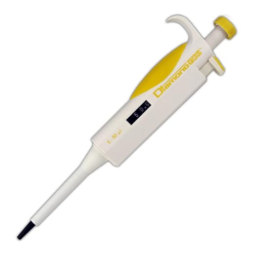 Globe Scientific 3311-50 Pipette Diamond PRO Adjustable Volume 5 - 50uL Yellow