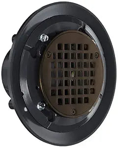 Jones Stephens D5094RB 2" x 3" PVC Shower Drain with 2" Brass Spud and 4-1/4" Square Oil Rubbed Bronze Strainer with Grout Ring
