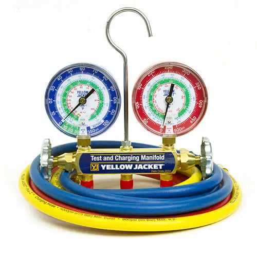 Yellow Jacket 42007 Manifold with 60" PLUS II hose, standard fittings, psi, R12/22/134a, °F