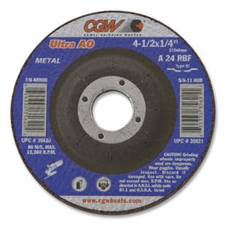 CGW ABRASIVES 35621 4-1/2X1/4X5/8-11 A24-R-Bf Steel T27 Dp Ct Whl