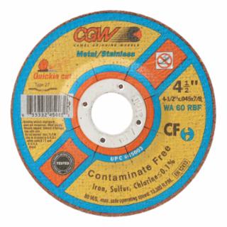 CGW ABRASIVES 45003 4-1/2X.045X7/8 T27 Wa60-R-Bf Quickie C.O. Whl