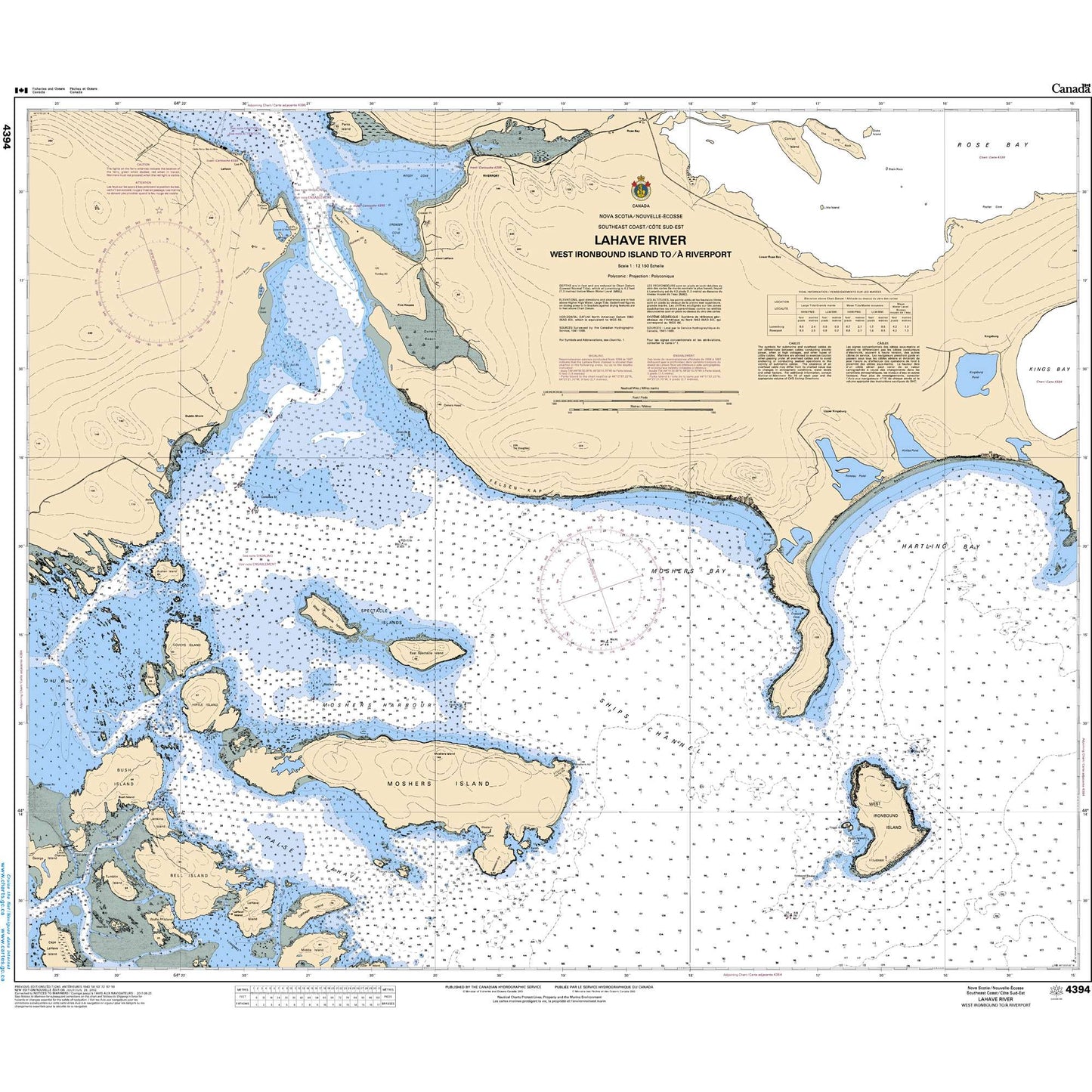 Paradise Clay CAN4394 CHS Chart LaHave River - West Ironbound Island to/ Riverport