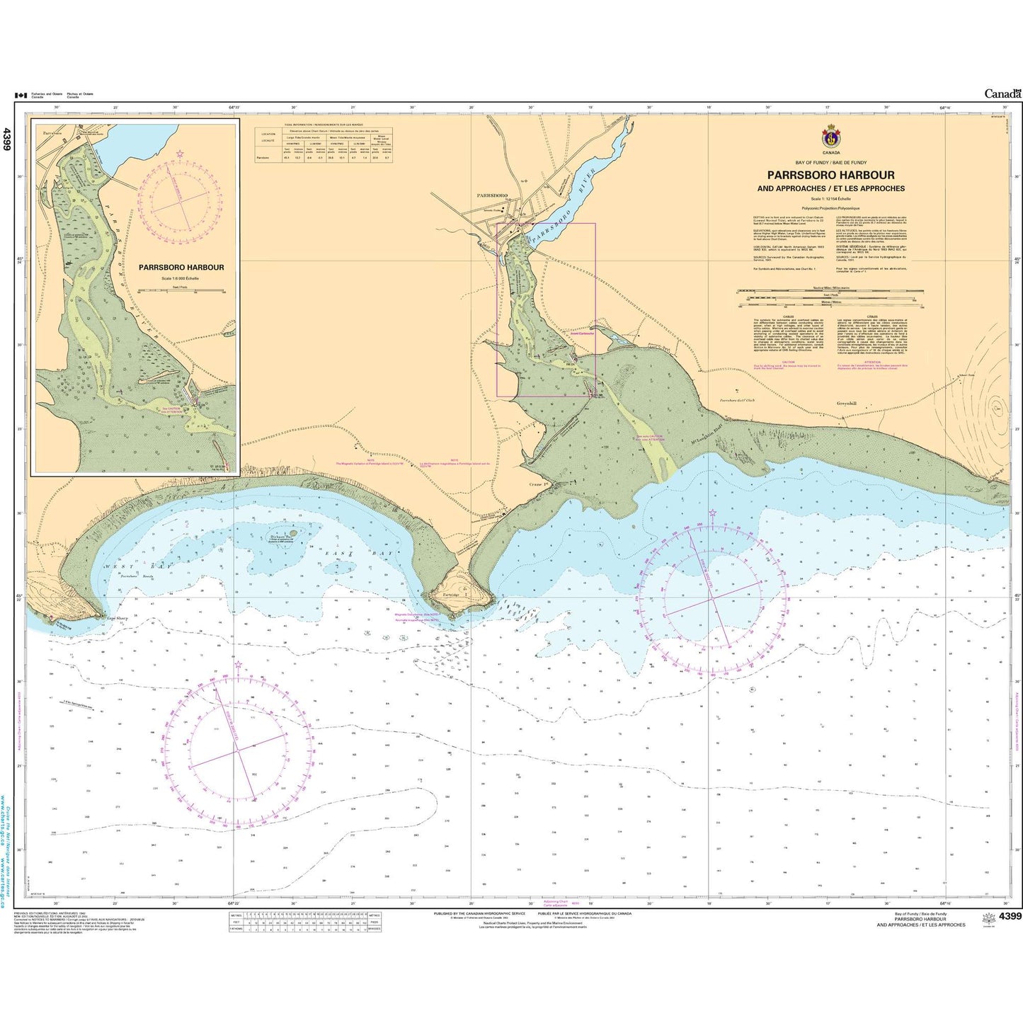 Paradise Clay CAN4399 CHS Chart Parrsboro Harbour and Approaches/et les approches