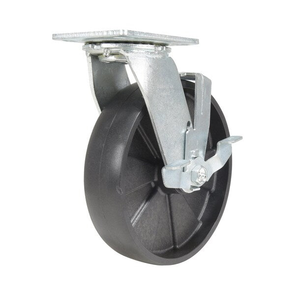 Vestil CST-VE-8X2GFN-SWB Glass Filled Nylon Swivel With Brake Caster 8 In. Diameter x 2 In. Width 1250 lb Black