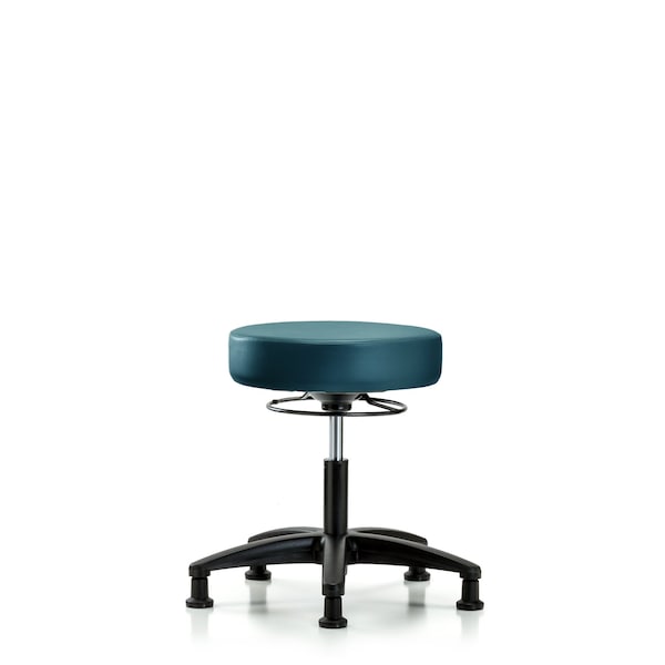 Blue Ridge Ergonomics VDHSO-RG-RG-8801 Rutledge Vinyl Stool without Back - Desk Height with Stationary Glides in Marine Blue Supernova™ Vinyl