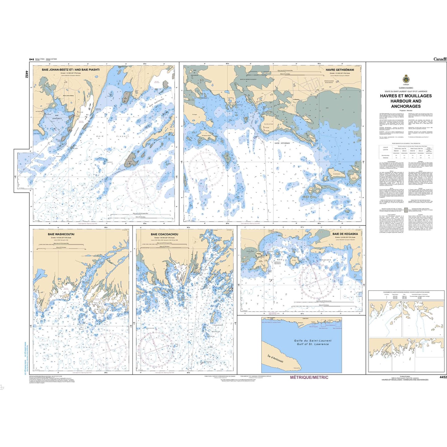 Paradise Clay CAN4452 CHS Chart Havres et Mouillages - Harbours and Anchorages - Côte-Nord/North Shore