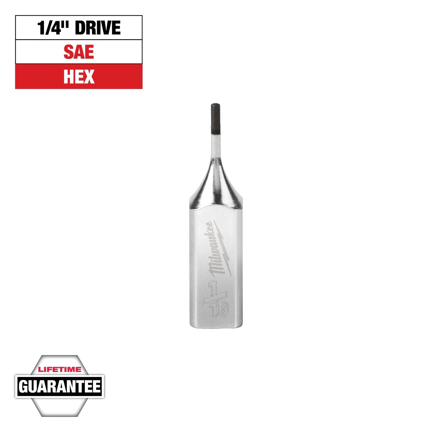 Milwaukee Tool 45-34-1020 1/4" Drive 1/16" Hex Bit Socket, 1 EA
