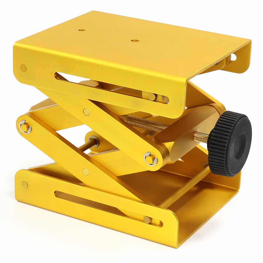 Globe Scientific 450000LG Lab Jack Heavy Duty Metal Large Yellow Base 5.9" x 4.75" (150 x 121mm) Minimum Height 3.1" (78mm) Maximum Height 10.9" (278mm) Load Capacity 175 lbs. (80 kgs)