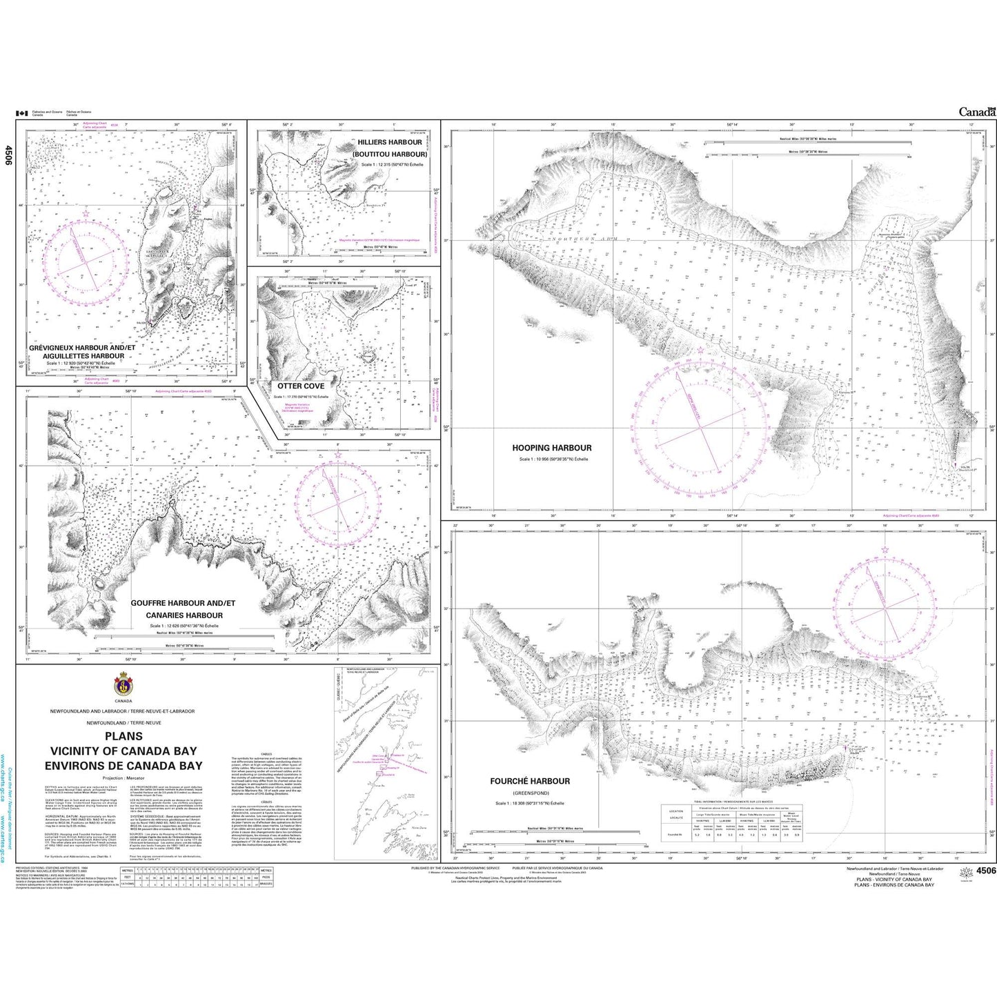 Paradise Clay CAN4506 CHS Chart Plans - Vicinity of Canada Bay/Environs de Canada Bay