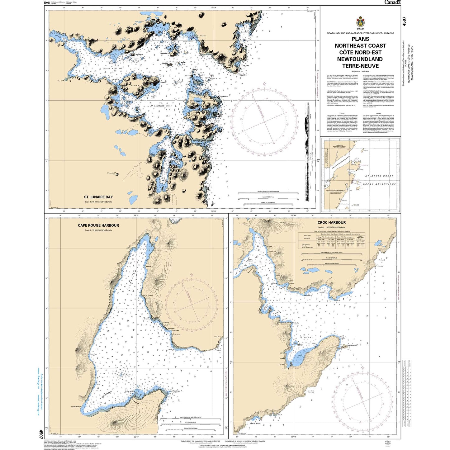Paradise Clay CAN4507 CHS Chart Plans - Northeast Coast/Côte Nord-Est Newfoundland/Terre-Neuve