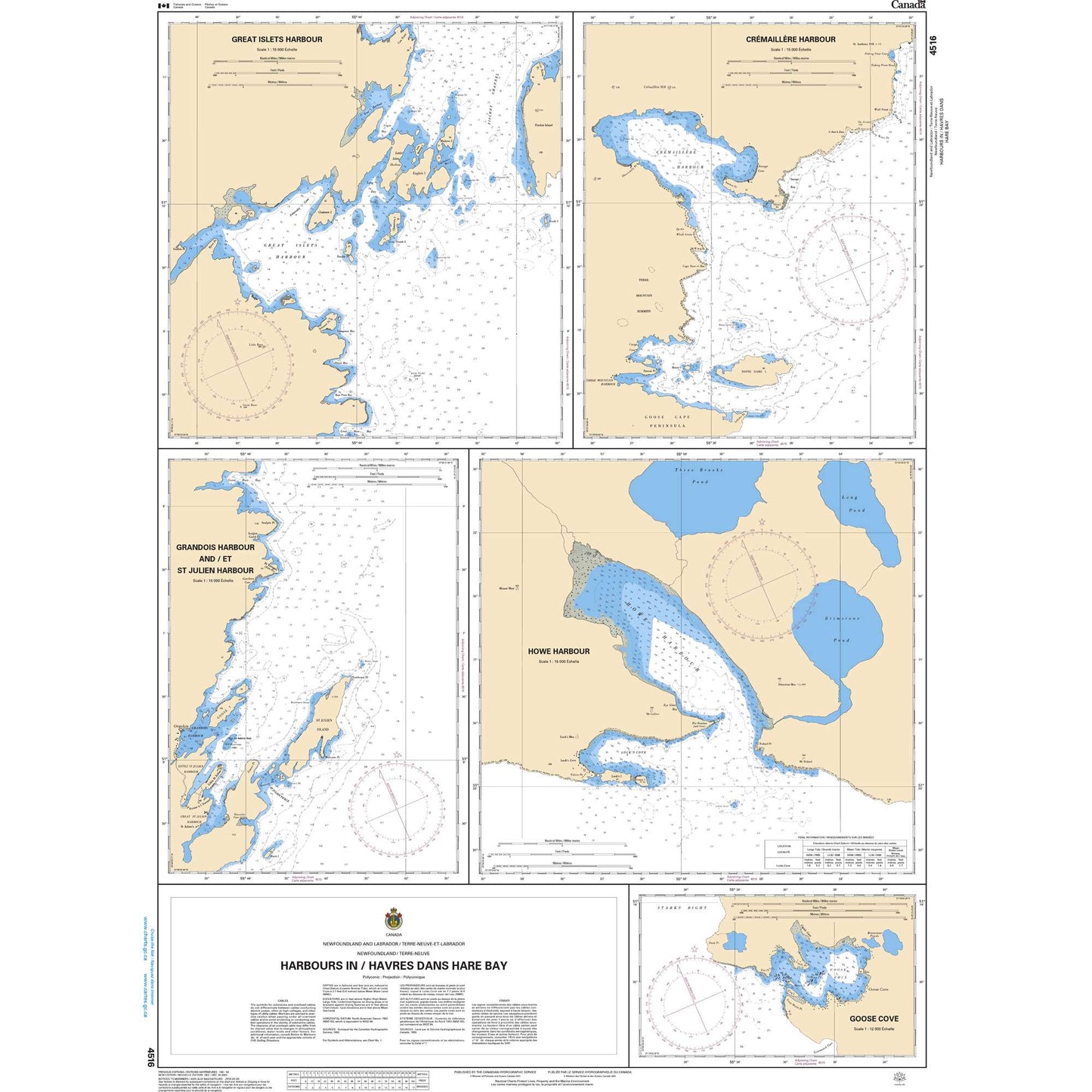 Paradise Clay CAN4516 CHS Chart Harbours in / Havres dans Hare Bay