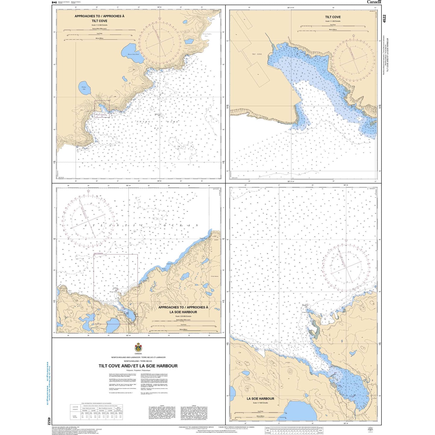 Paradise Clay CAN4522 CHS Chart Tilt Cove and/et La Scie Harbour
