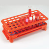 Globe Scientific 456926 Grip Rack Rack with Tube Grippers and Tube Eject for up to 15mm Tubes 50-Place Autoclavable Orange