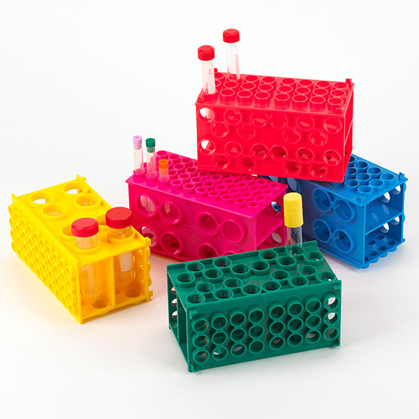 Globe Scientific 456945G TUFFBLOK XL Tube Rack 4-Way PP Green 5/Pack