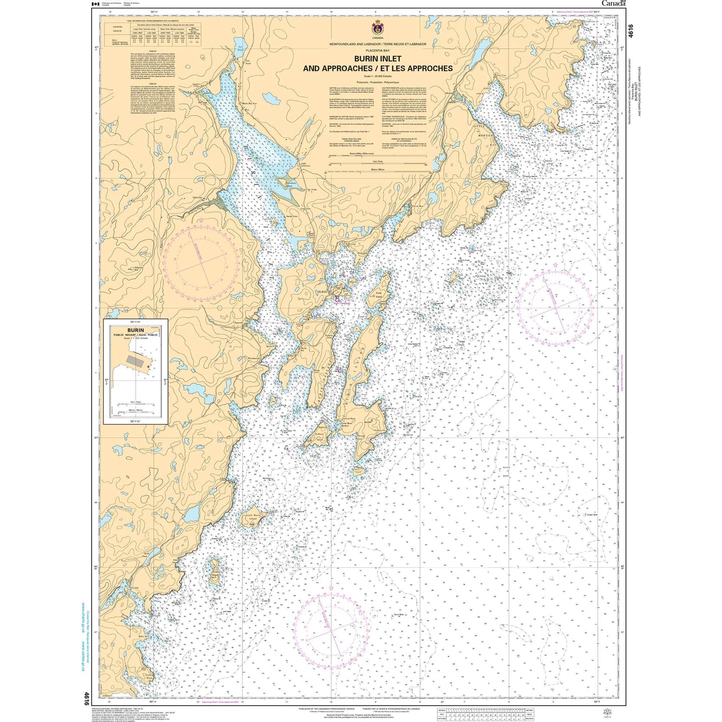 Paradise Clay CAN4616 CHS Chart Burin Harbours and Approches / et les approches