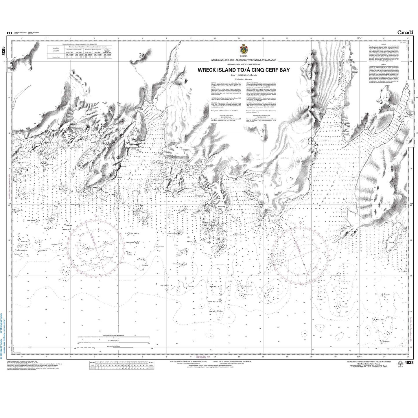 Paradise Clay CAN4638 CHS Chart Wreck Island to/ Cinq Cerf Bay