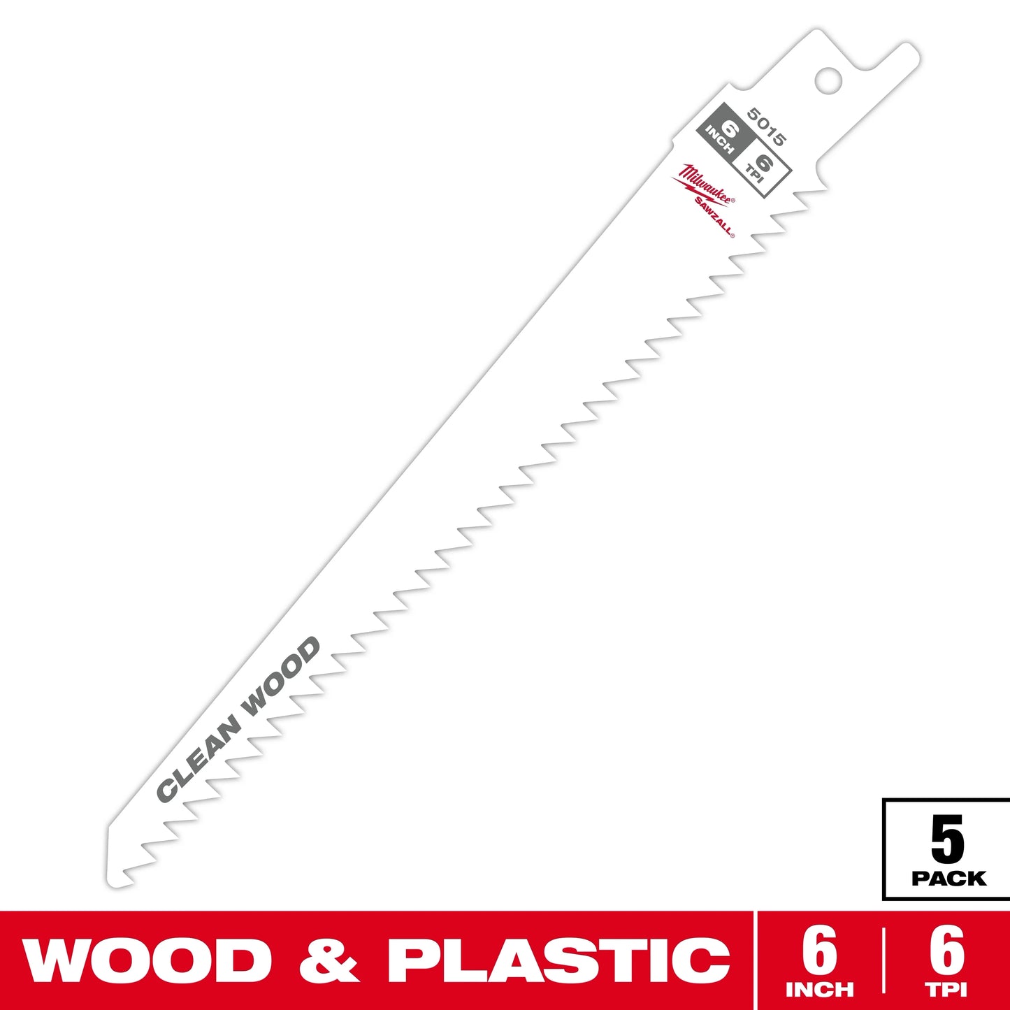 Milwaukee Tool 48-00-5016 9" 6 TPI Fleam Ground Sawzall Blades, 5 EA/PKG