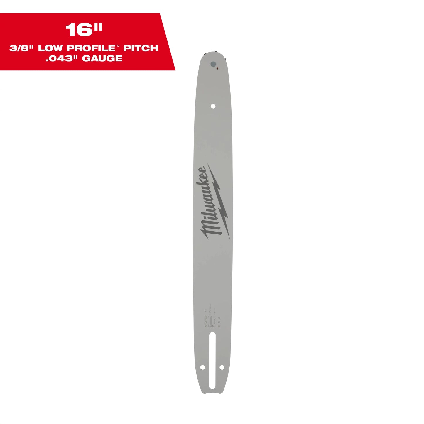 Milwaukee Tool 48-09-3001 16" 3/8" LOW PROFILE™ Pitch, .043" Gauge Guide Bar, 1 EA