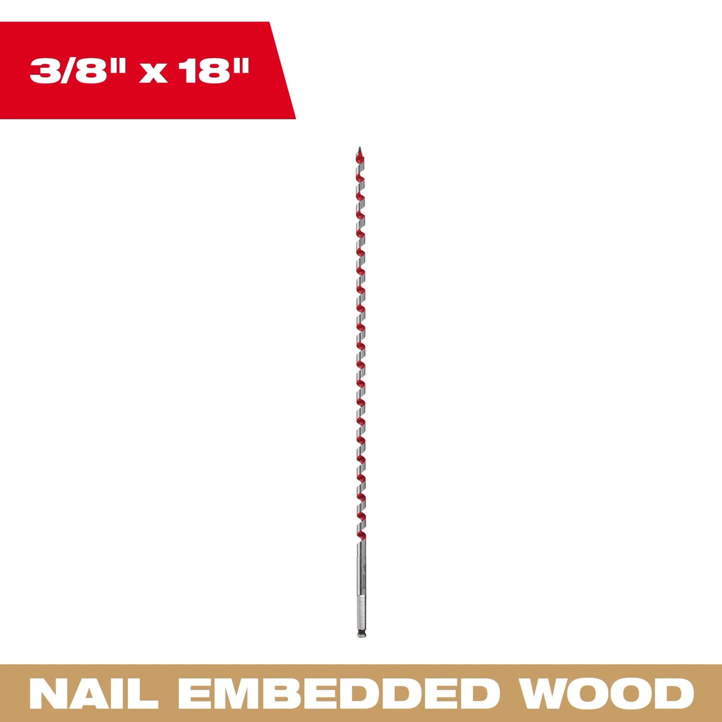 Milwaukee Tool 48-13-5500 3/8" x 18" Ship Auger Bit, 1 EA