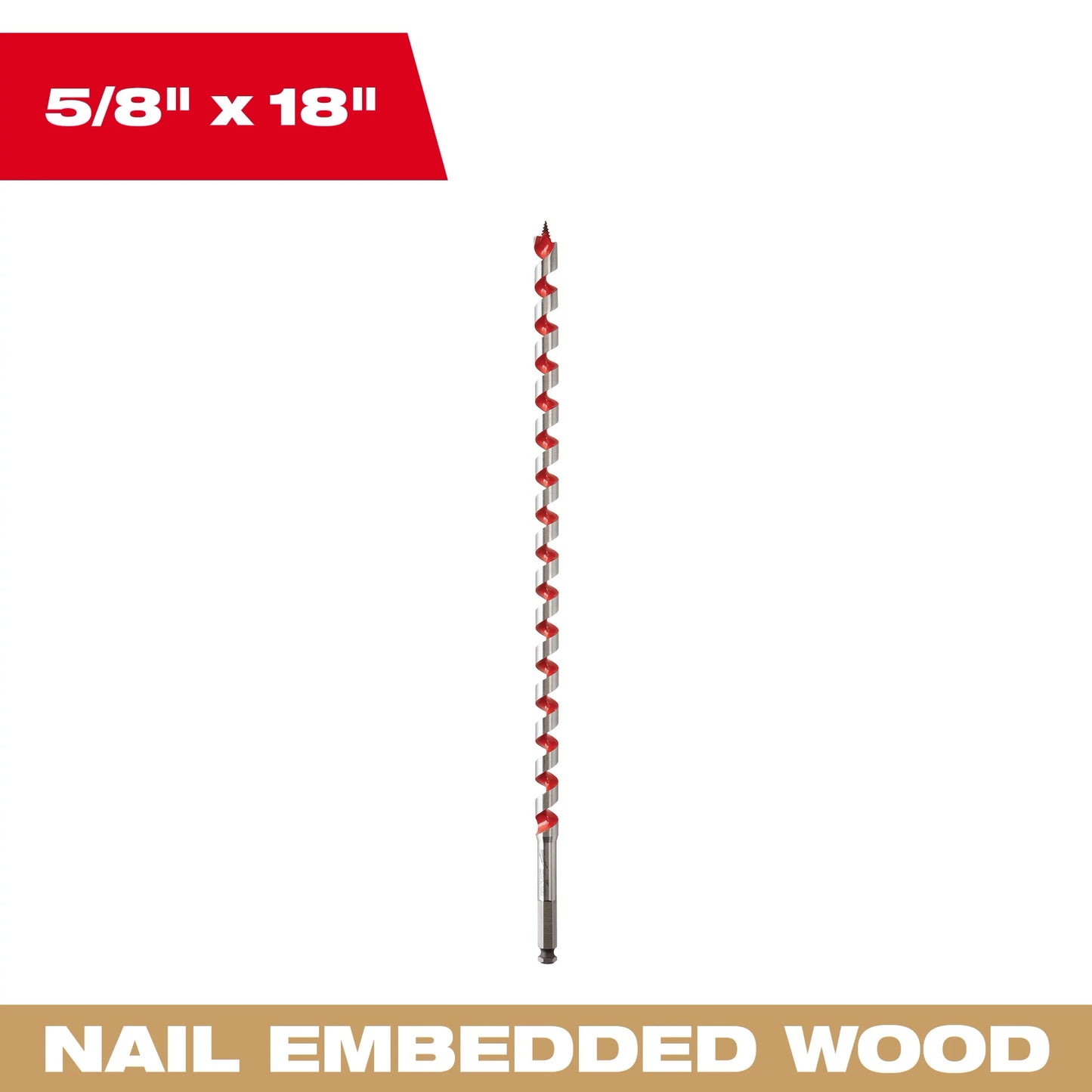 Milwaukee Tool 48-13-5620 5/8" x 18" Ship Auger Bit, 1 BIT