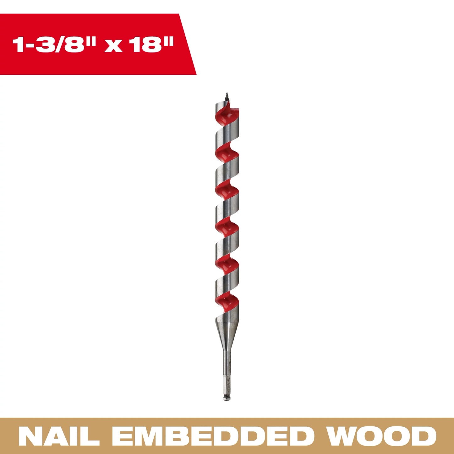 Milwaukee Tool 48-13-6370 1-3/8" x 18' Ship Auger Bit, 1 EA