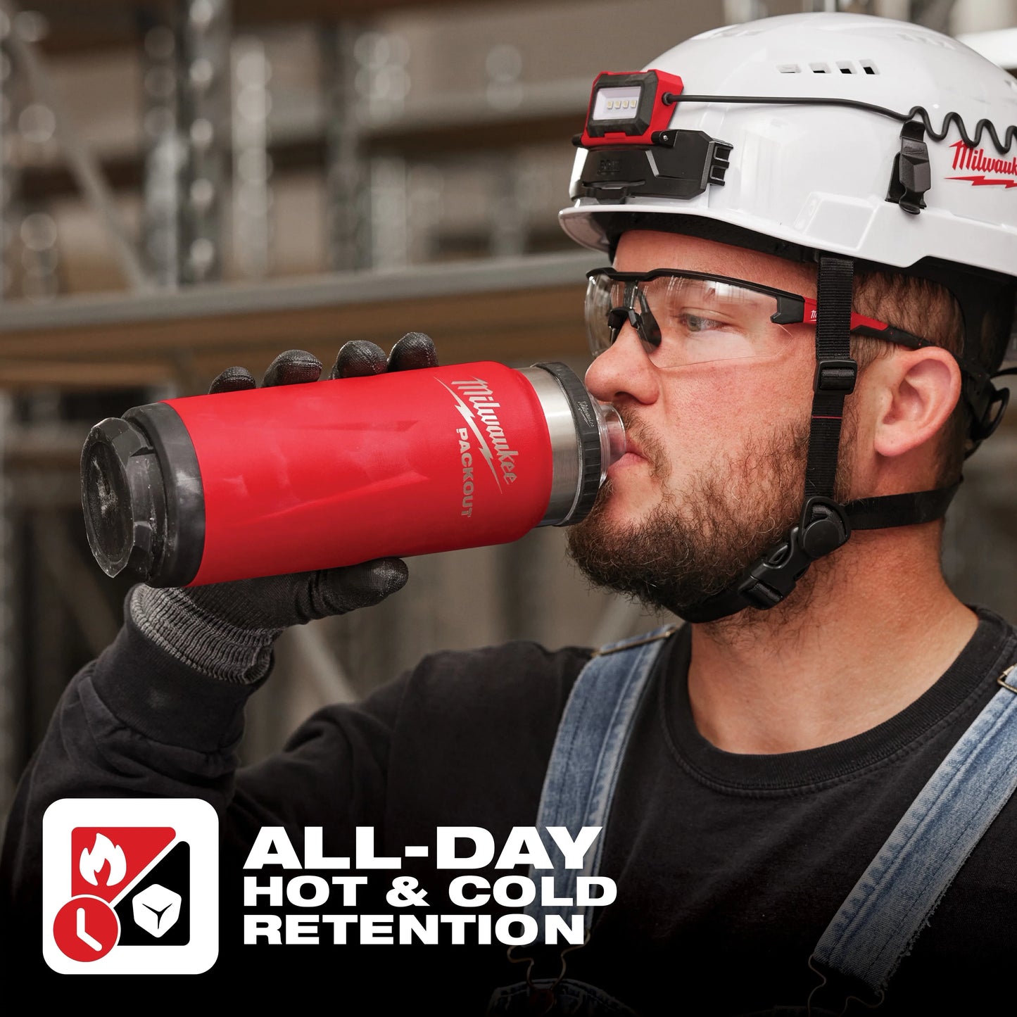 Milwaukee Tool 48-22-8396R PACKOUT 24oz Insulated Bottle with Chug Lid (Red), 1 EA