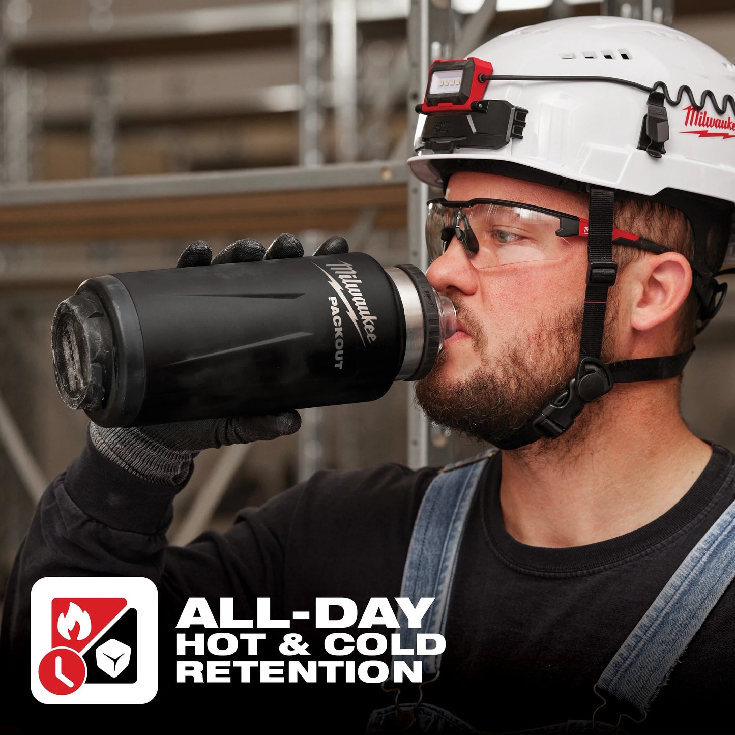 Milwaukee Tool 48-22-8397B PACKOUT 36oz Insulated Bottle with Chug Lid (Black), 1 EA