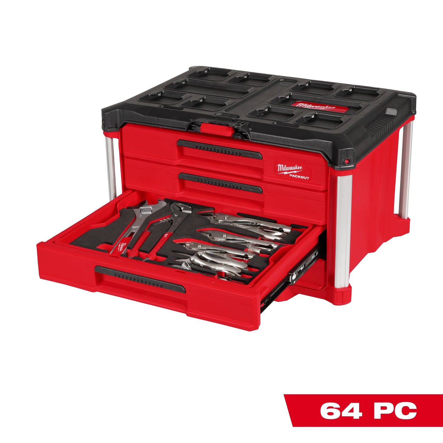 Milwaukee Tool 48-22-9493 64 Piece Hand Tool Set with PACKOUT 4 Drawer Tool Box, 1 ST