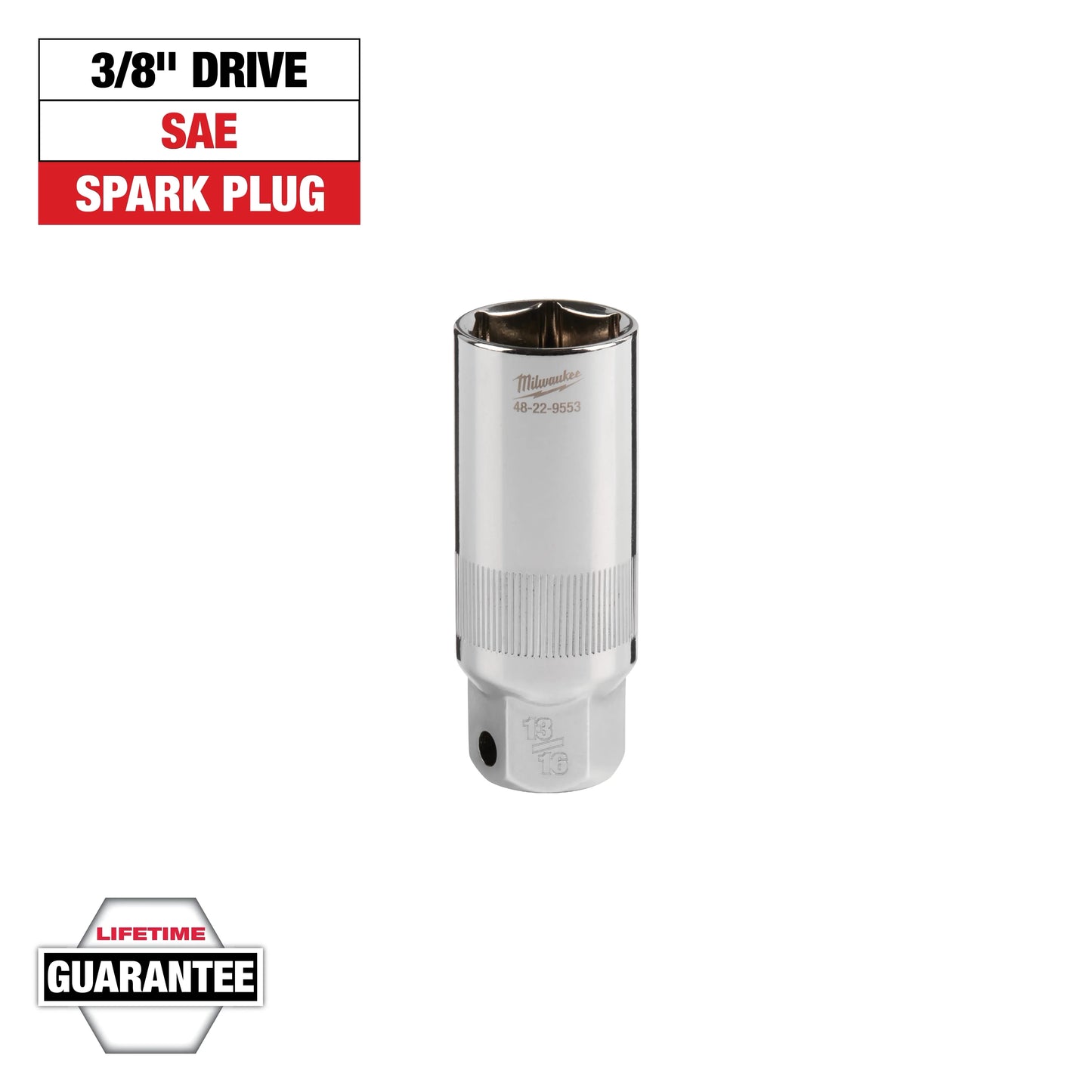 Milwaukee Tool 48-22-9553 3/8" Drive 13/16" Spark Plug Socket, 1 EA