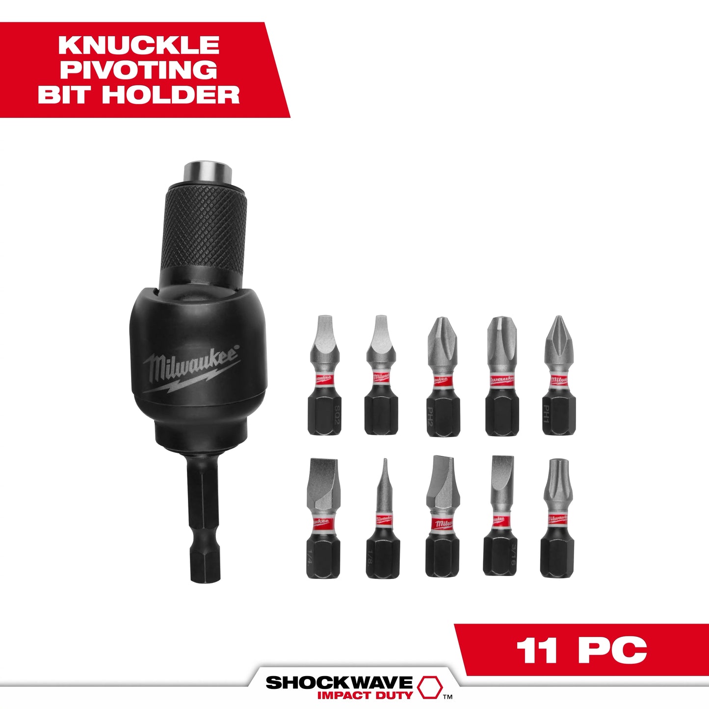 Milwaukee Tool 48-32-2301 11PC SHOCKWAVE™ 30° KNUCKLE™ Pivoting Bit Holder, 1 ST