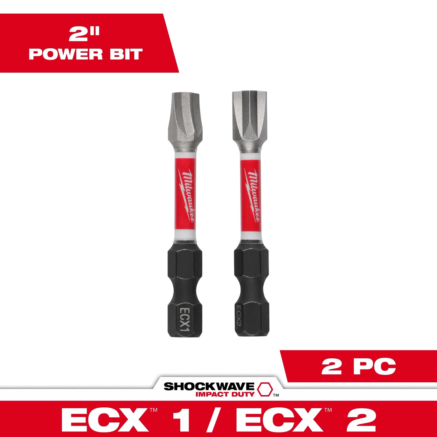 Milwaukee Tool 48-32-4144 SHOCKWAVE Impact Duty 2" ECX 1 Power Bits, 25 EA/PK