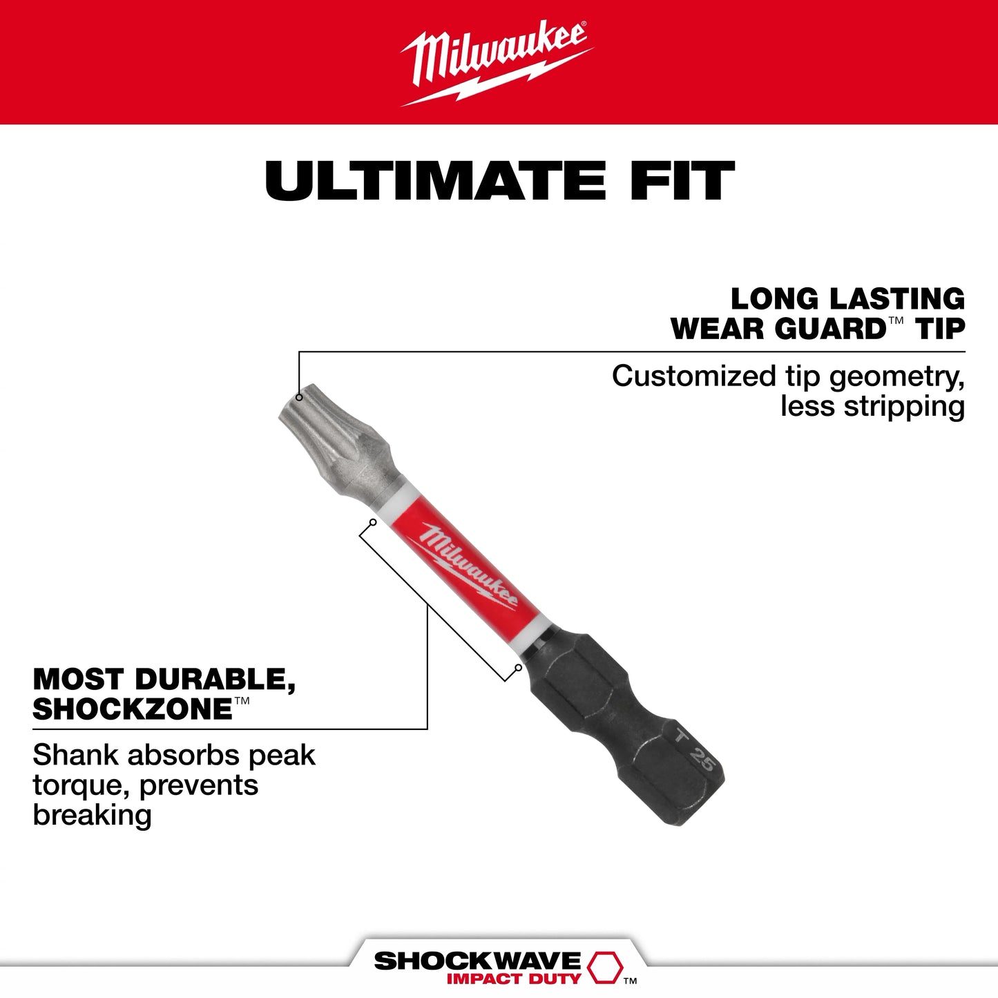 Milwaukee Tool 48-32-4313 Shockwave T20/T25 Impact Double Ended Bit, 1 EA