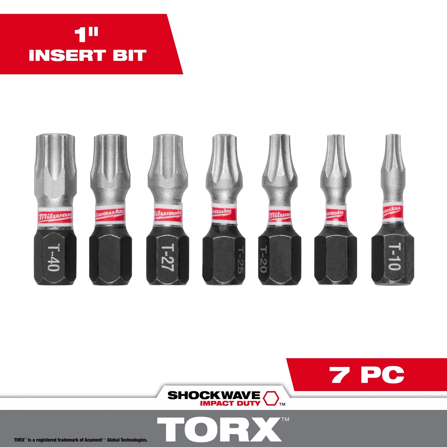 Milwaukee Tool 48-32-4615 7PC SHOCKWAVE™ Impact Duty TORX® 1” Insert Bit Set, 1 ST