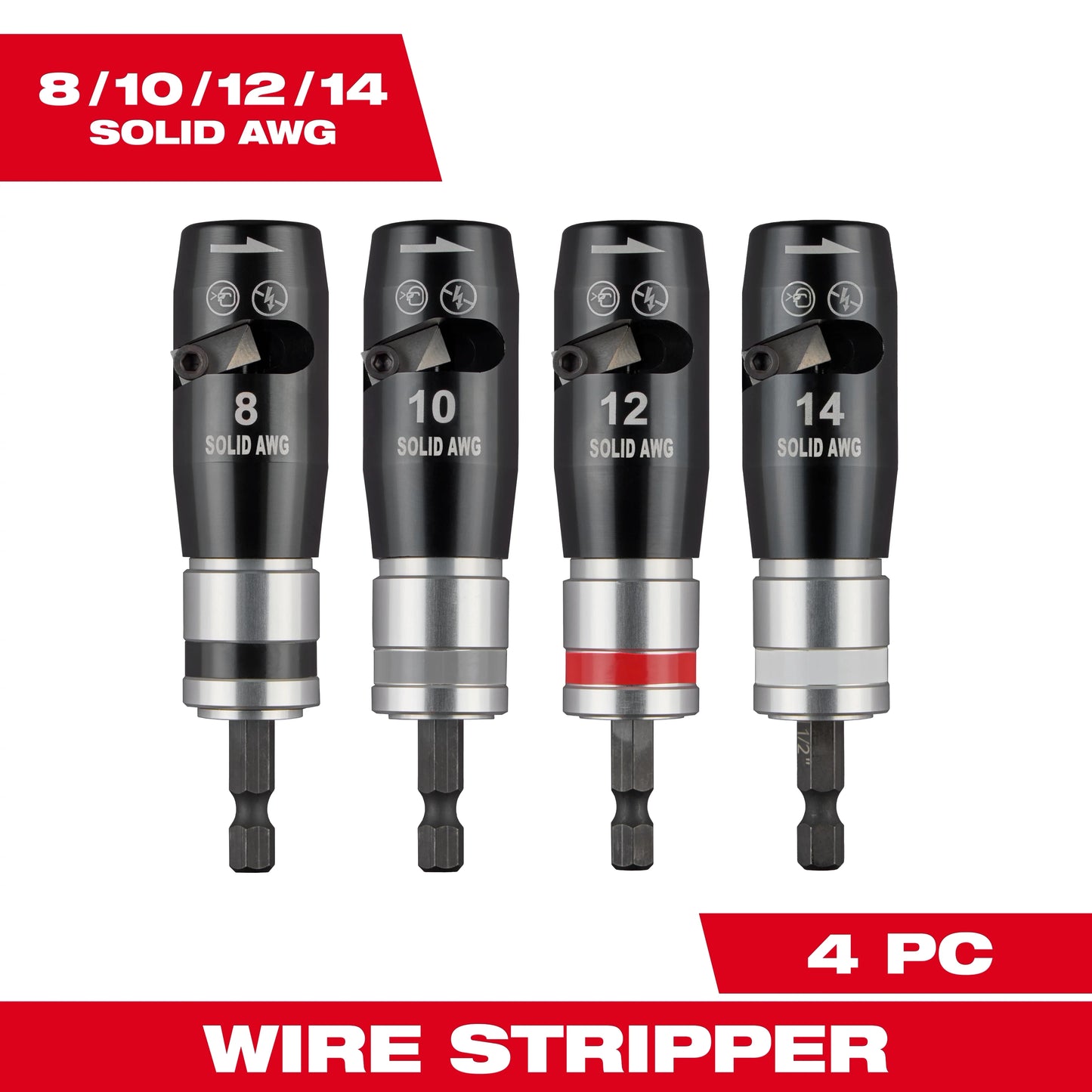 Milwaukee Tool 48-32-6406 4PC Solid Wire Stripper Set, 1 ST