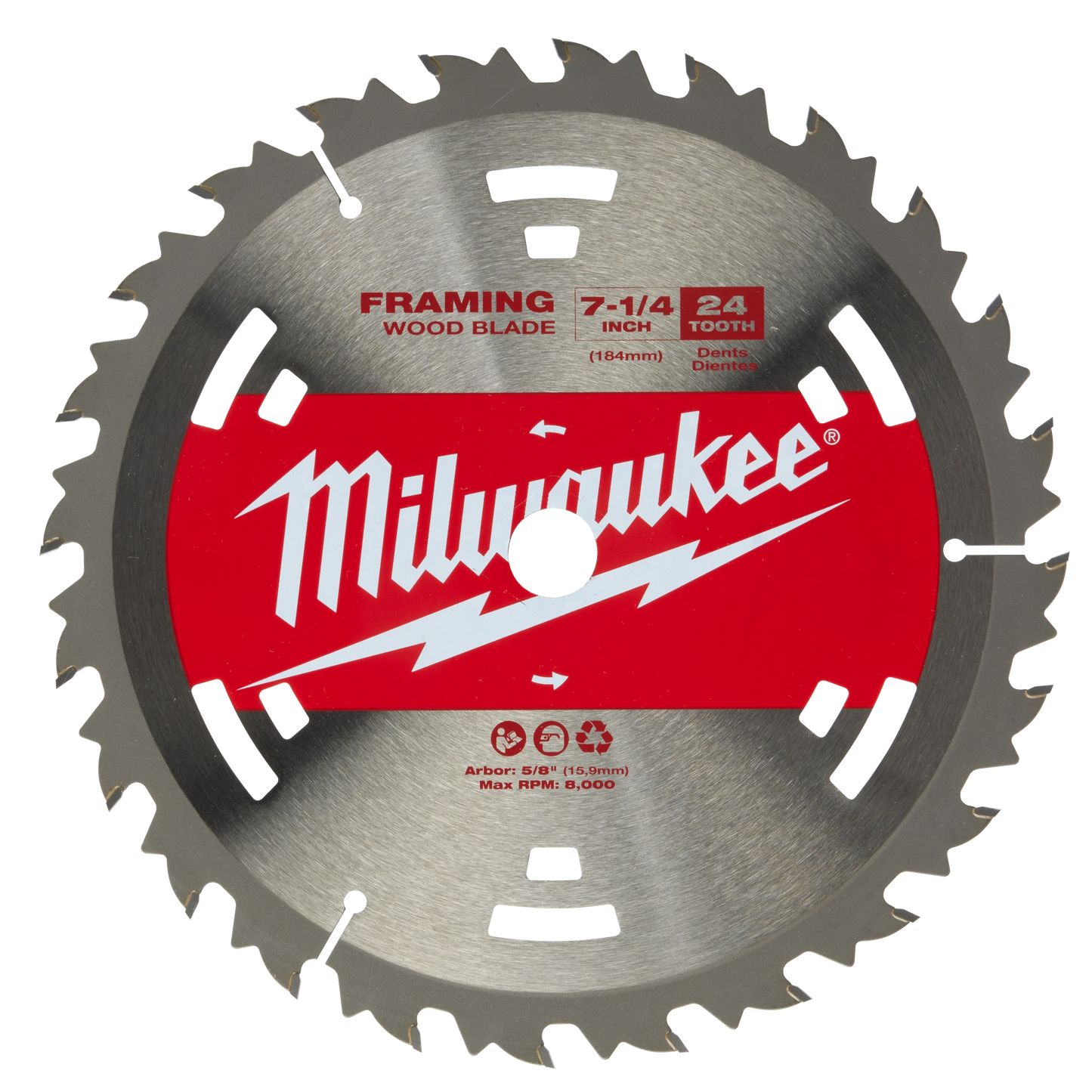 Milwaukee Tool 48-41-0710 7-1/4" 24T Construction Framing Blades Bulk 10, 10 EA/PK