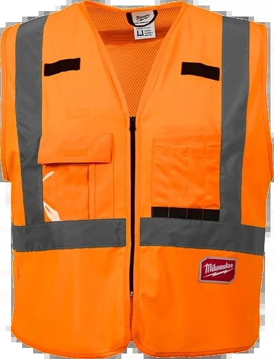 Milwaukee Tool 48-73-5072 Class 2 High Visibility Orange Safety Vest - L/XL (ANSI/CSA), 12 EA/PK