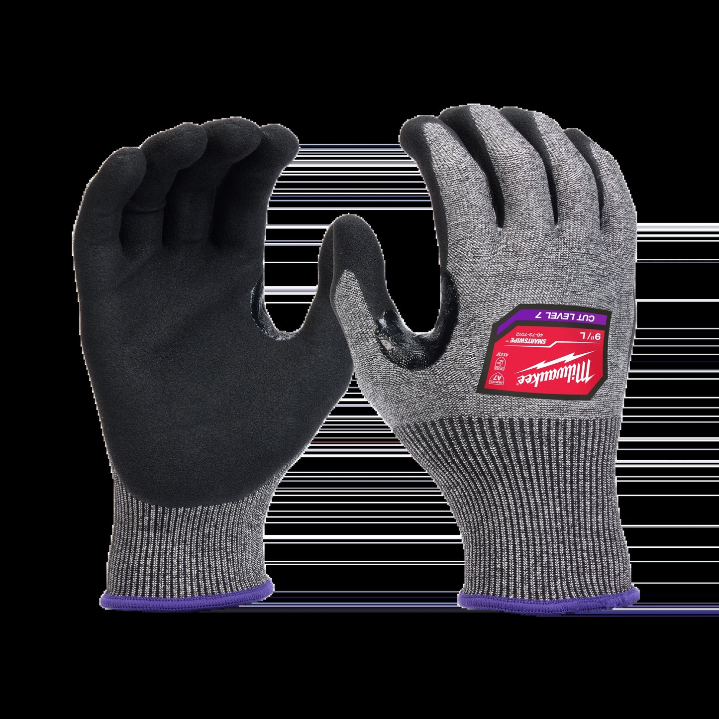 Milwaukee Tool 48-73-7012 Cut Level 7 High-Dexterity Nitrile Dipped Gloves (Large), 6 PR/PK