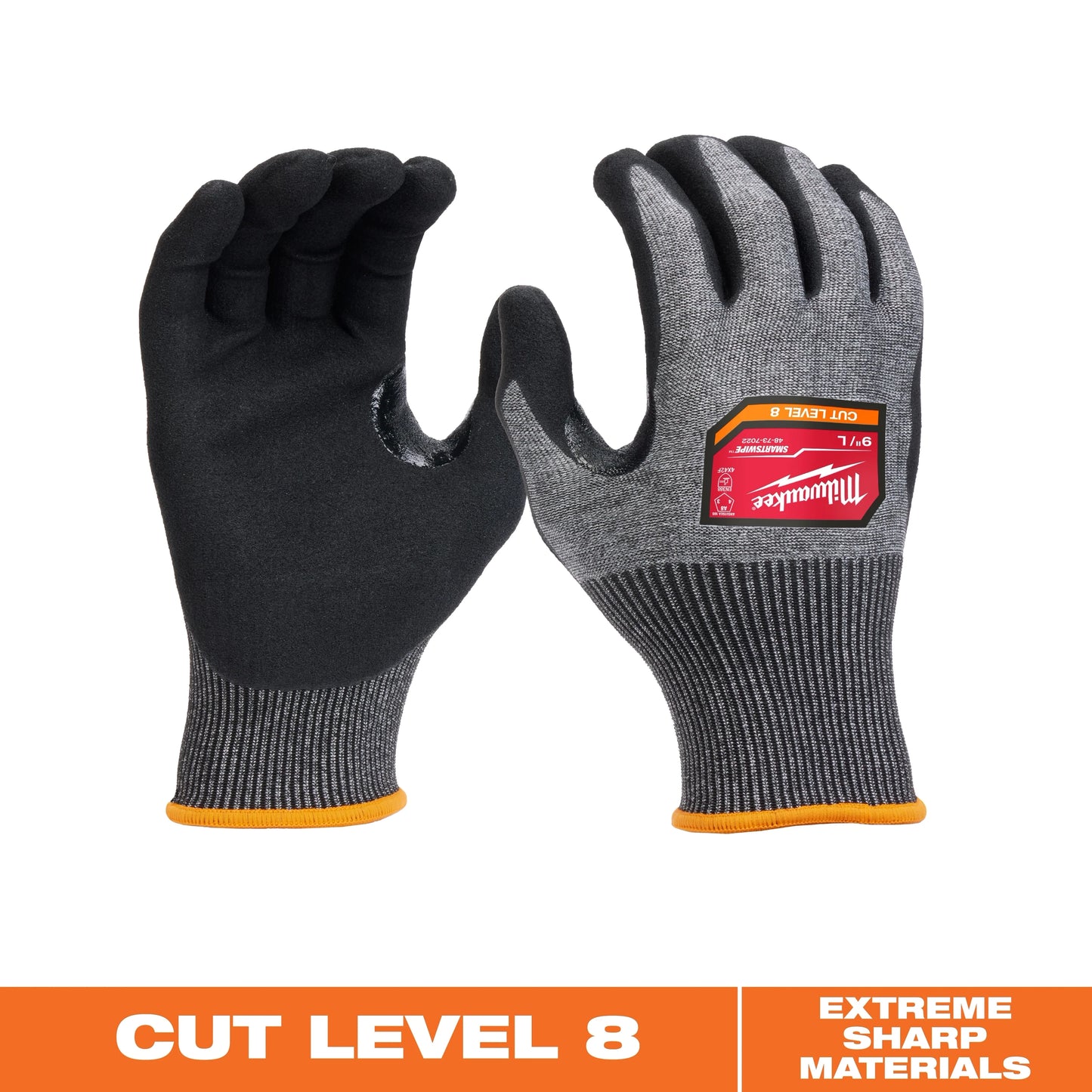 Milwaukee Tool 48-73-7022 Cut Level 8 High-Dexterity Nitrile Dipped Gloves (Large), 6 PR/PK
