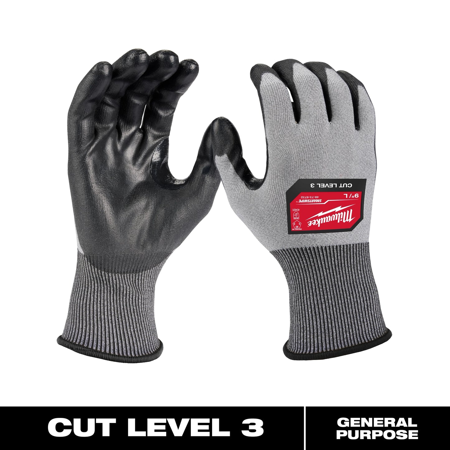 Milwaukee Tool 48-73-8734 Cut Level 3 High Dexterity Polyurethane Dipped Gloves (XXL), 6 PR/PK